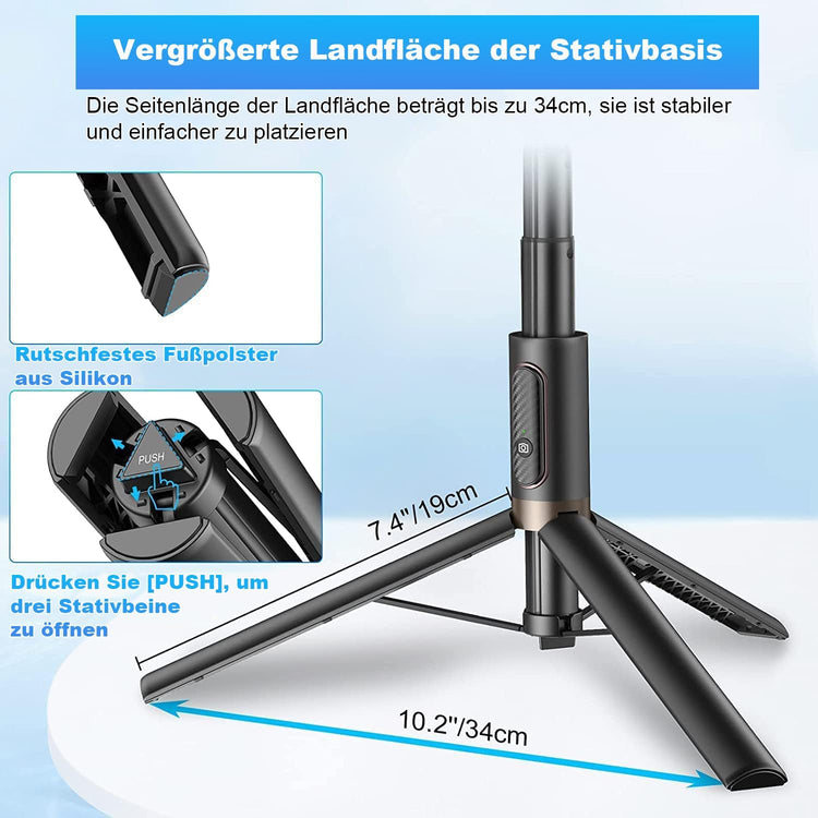 TONEOF 152cm-es Forgatható Szelfibot Állvány iPhone és Android Telefonokhoz - Fekete - Image 4