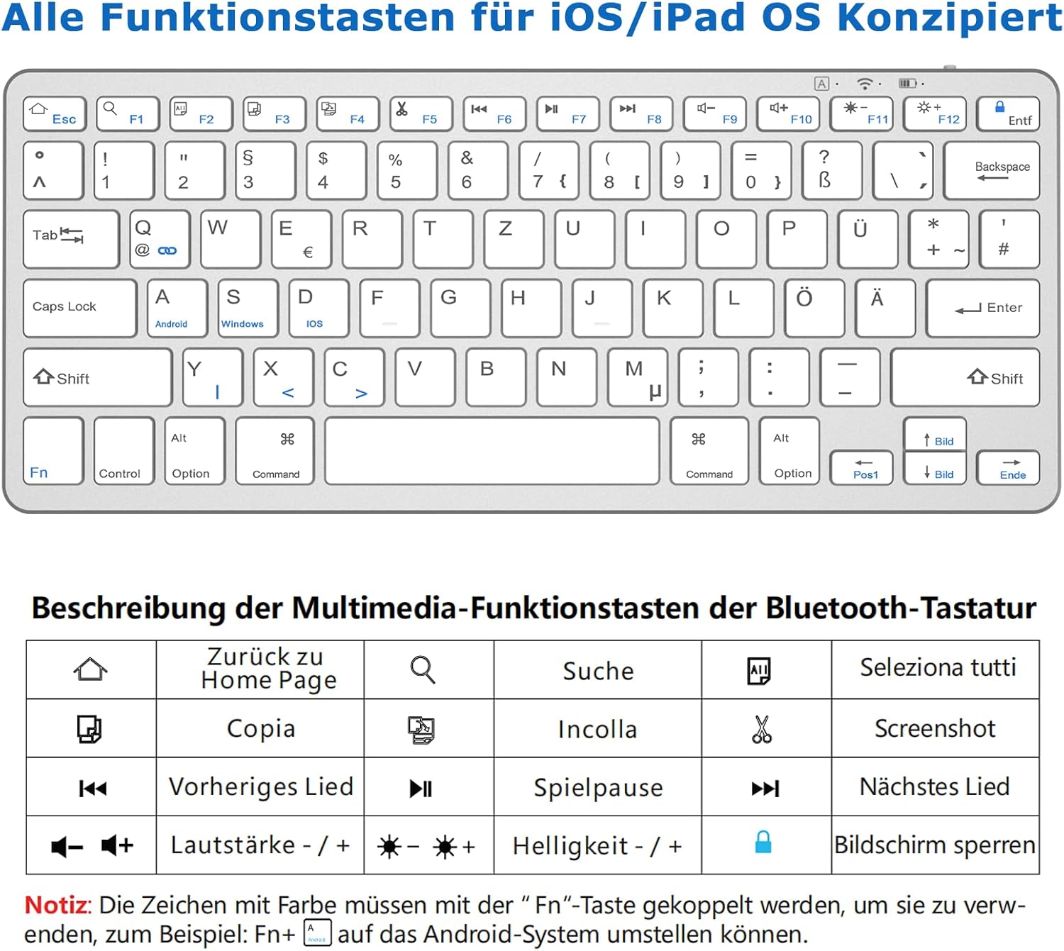 WIRELESS ultravékony, újratölthető Bluetooth billentyűzet iPad, iPhone és más eszközökhöz - Image 3