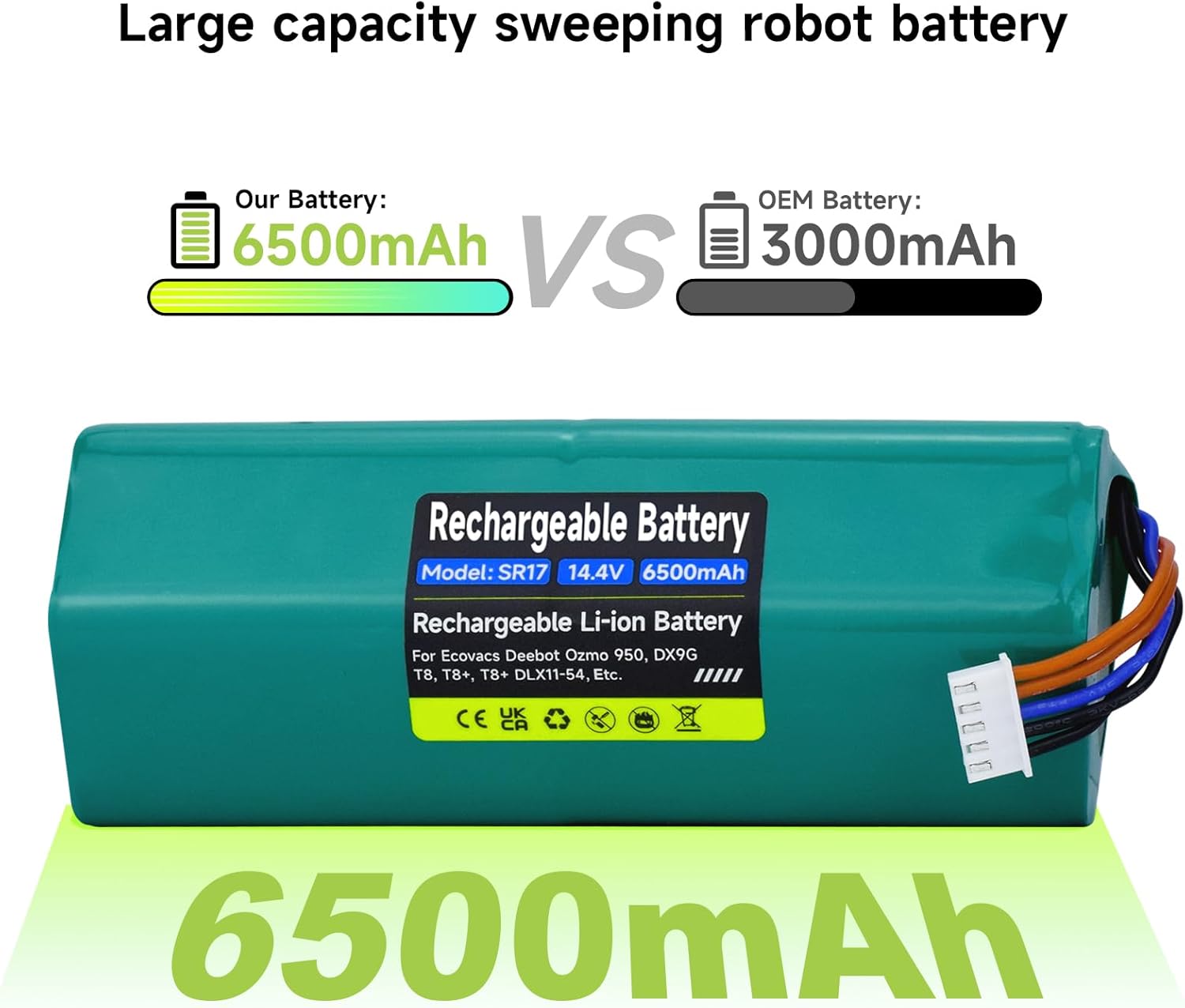 Yeedi és Ecovacs robotporszívókhoz 14.4V 6500mAh akkumulátor - Mspalocell - Image 2