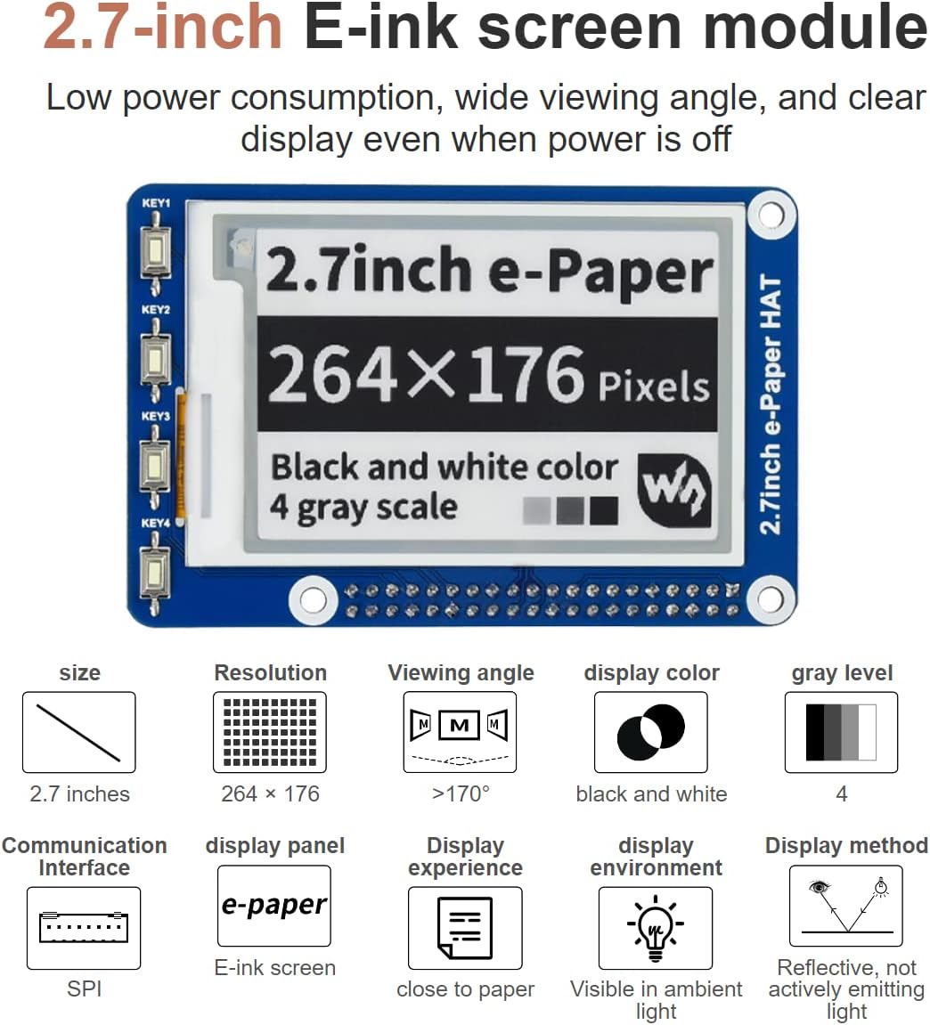 IBest 2,7" E-Ink Kijelző Modul Raspberry Pi-hez - 264x176 Felbontás, Kétszínű, SPI - Image 3