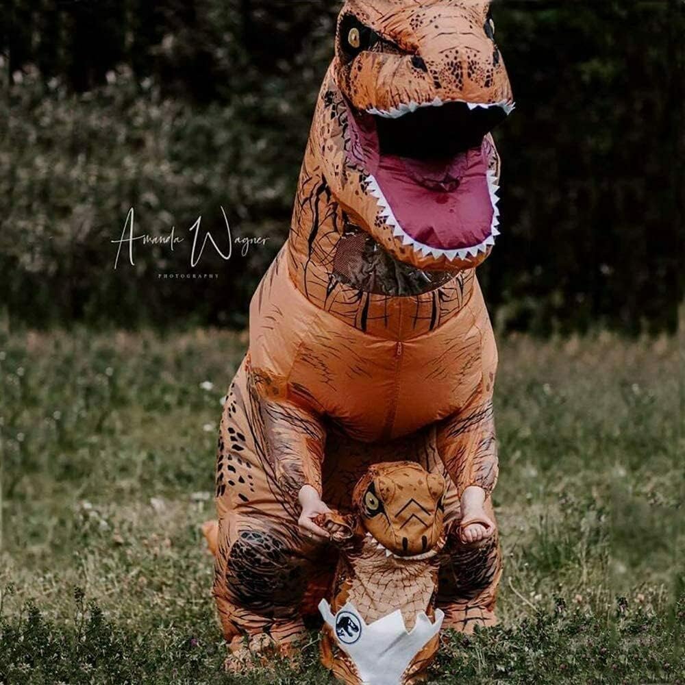 T-Rex Felfújható Dinoszaurusz Jelmez Felnőtteknek - Barna - Image 6