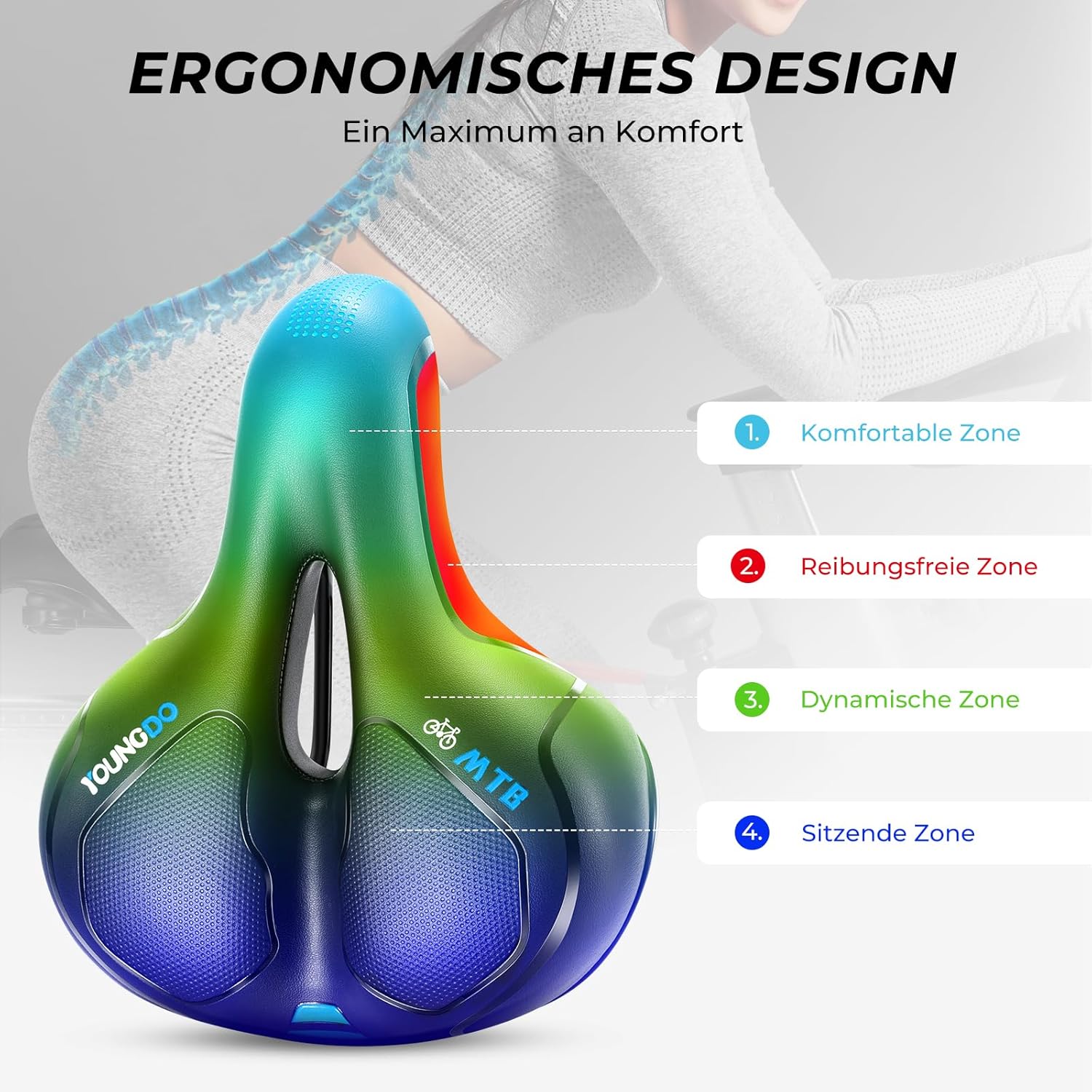 YOUNGDO Gél Kerékpárülés - Széles, Puha, Légáteresztő, Ergonomikus Nyereg Vízálló Borítással - Image 2