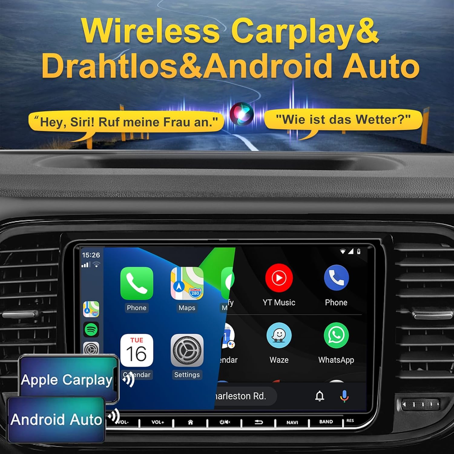 VW Golf, Passat, Polo, Tiguan 9" Android 12 autórádió GPS-szel, CarPlay-jel, 64GB - Image 2