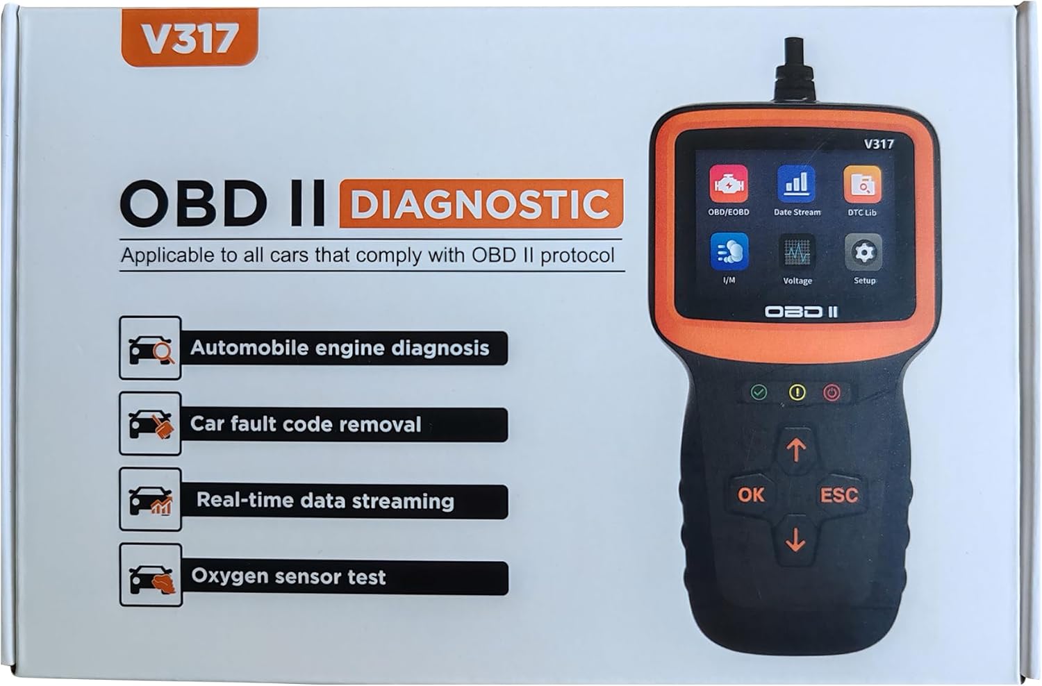 BGFOX V317 OBD2 autódiagnosztikai készülék színes LCD kijelzővel - Image 8