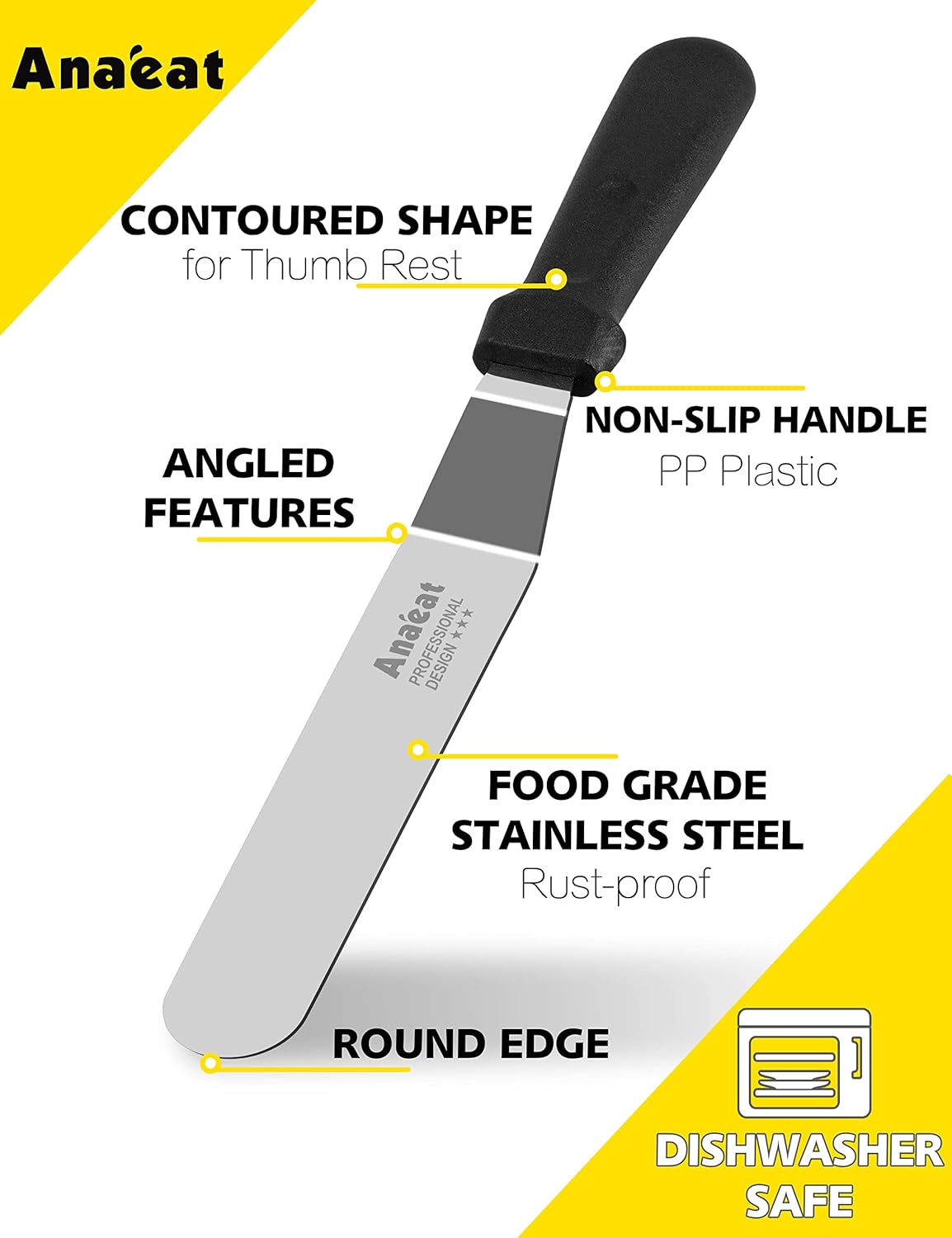 Anaeat 15 cm-es profi szögletes tortalapát - vastag cukormáz kenő spatula - Image 5