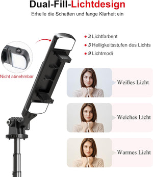 ASHINER 180cm-es LED fényes szelfibot állvánnyal, iPhone és Android kompatibilis - Image 4