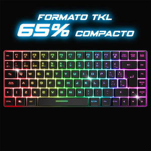 Spirit of Gamer vezeték nélküli Bluetooth TKL gamer billentyűzet, spanyol QWERTY, 65% kompakt - Image 3