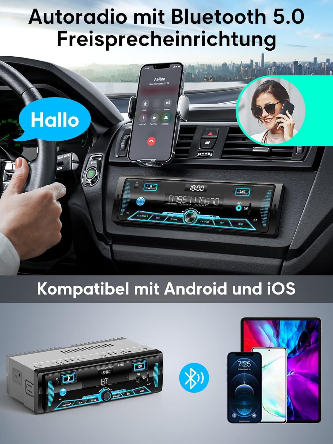 Pioneer Bluetooth autórádió 7 színű LCD kijelzővel, 4x65W, FM/AM/USB/AUX - Image 2