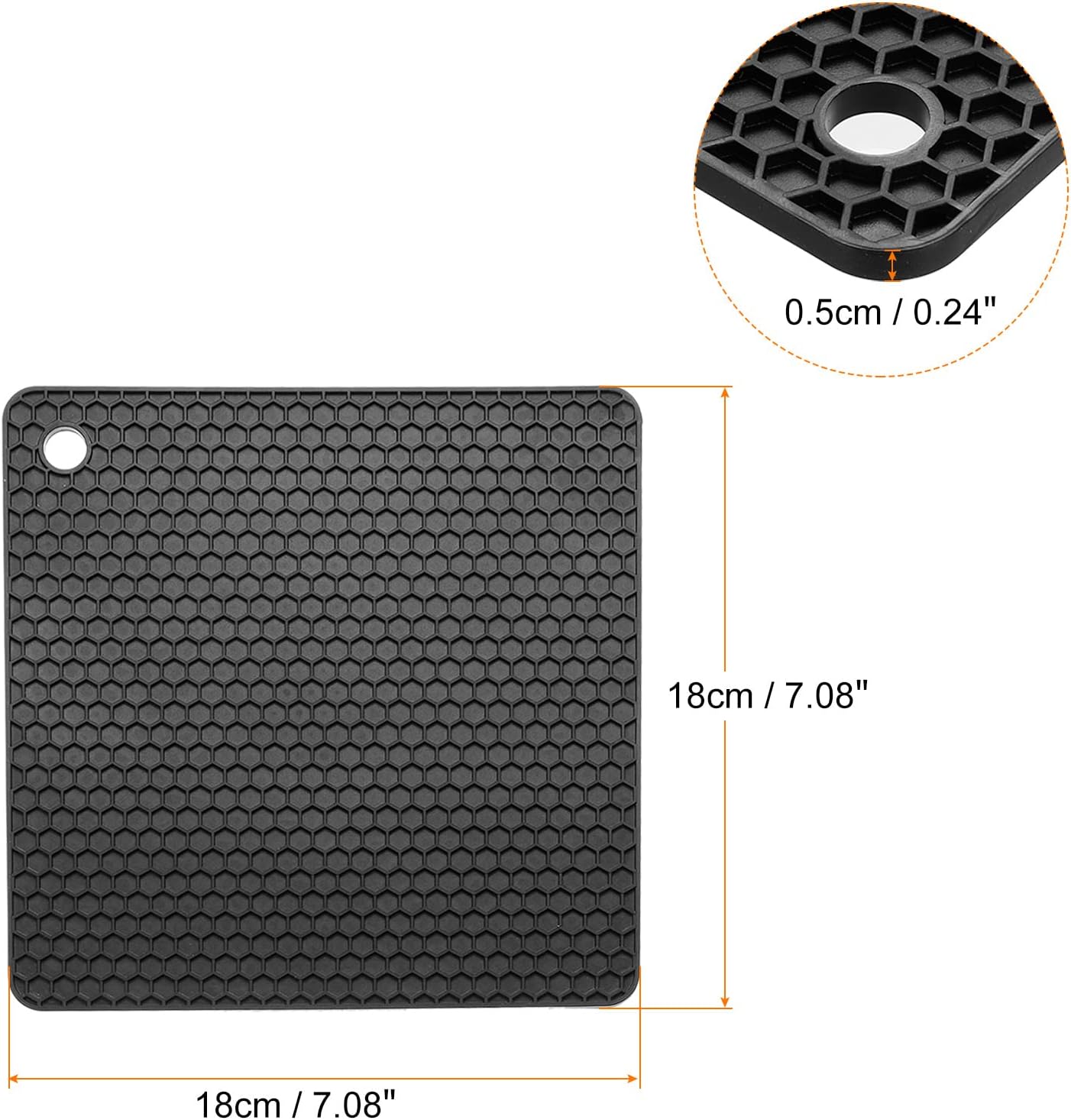 Silikon edényalátét szett - 2 db hőálló, csúszásmentes négyzet alakú alátét konyhába, fekete - Image 2