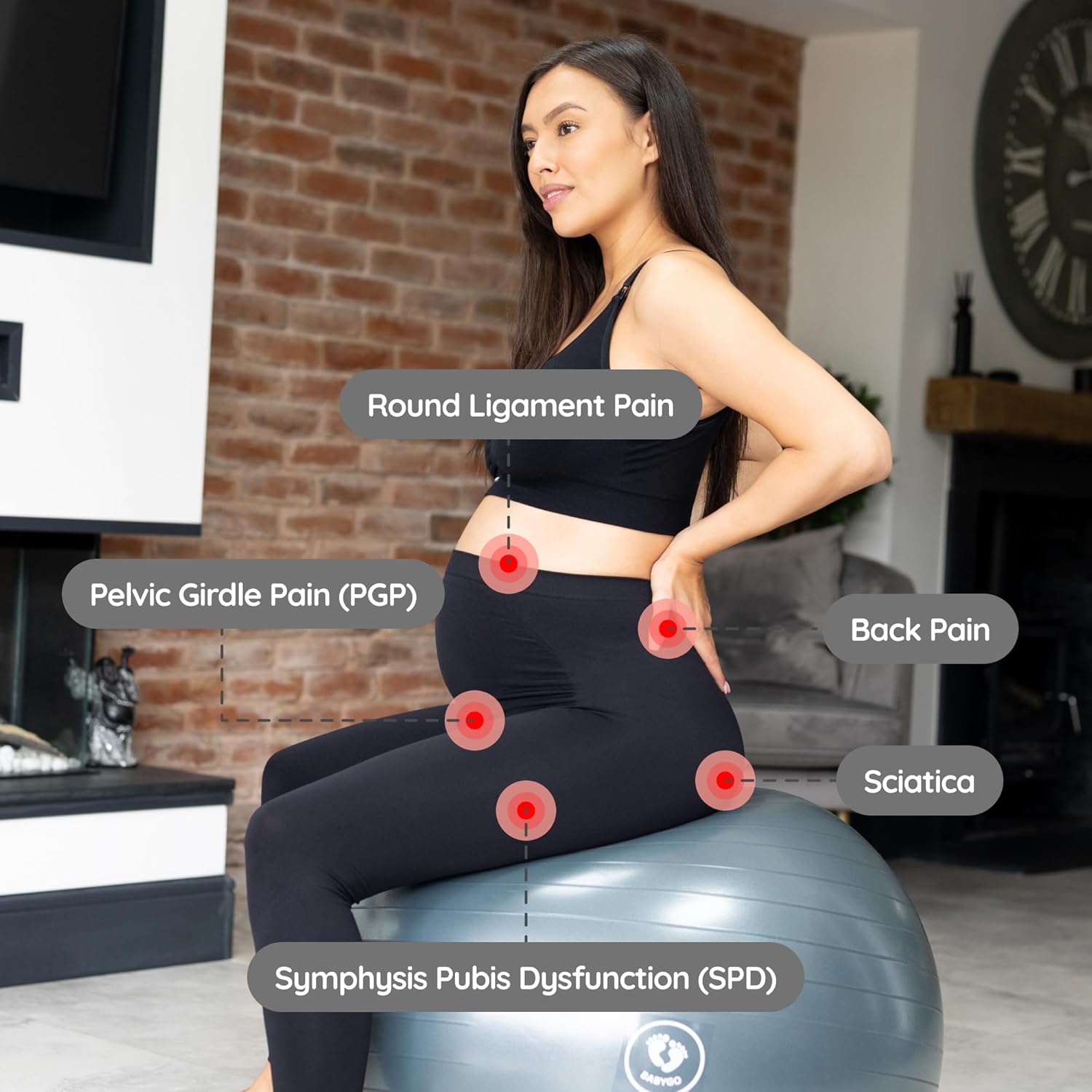 BABYGO® Kismama Fitnesz Labda 65cm - Nude Színű, Irodai és Jógahasználatra, 1000kg Teherbírású - Image 3