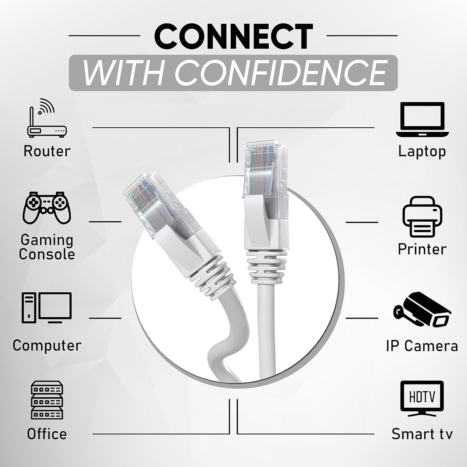 Mr. Tronic 5m-es Cat5E Ethernet kábel, gyors internethez, RJ45 csatlakozóval, szürke - Image 4