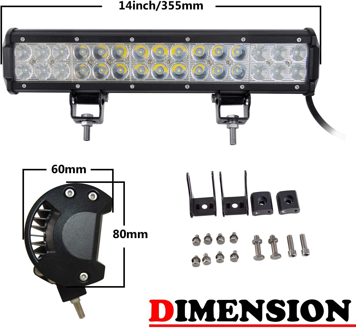 SKYWORLD 38cm-es LED MUNKALÁMPA  90W, vízálló, terepjáró, traktor, munkagép, 12/24V - Image 2