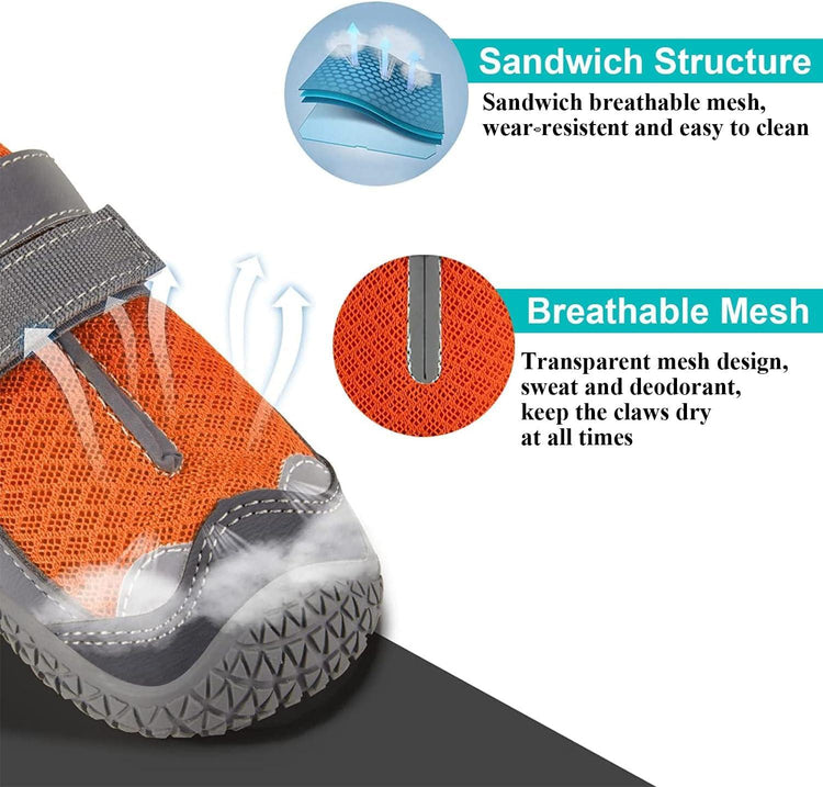 Pollen Vízálló Légáteresztő Kutya Cipők, Méret 5 Narancssárga, Tükröződő Csíkokkal - Outlet24