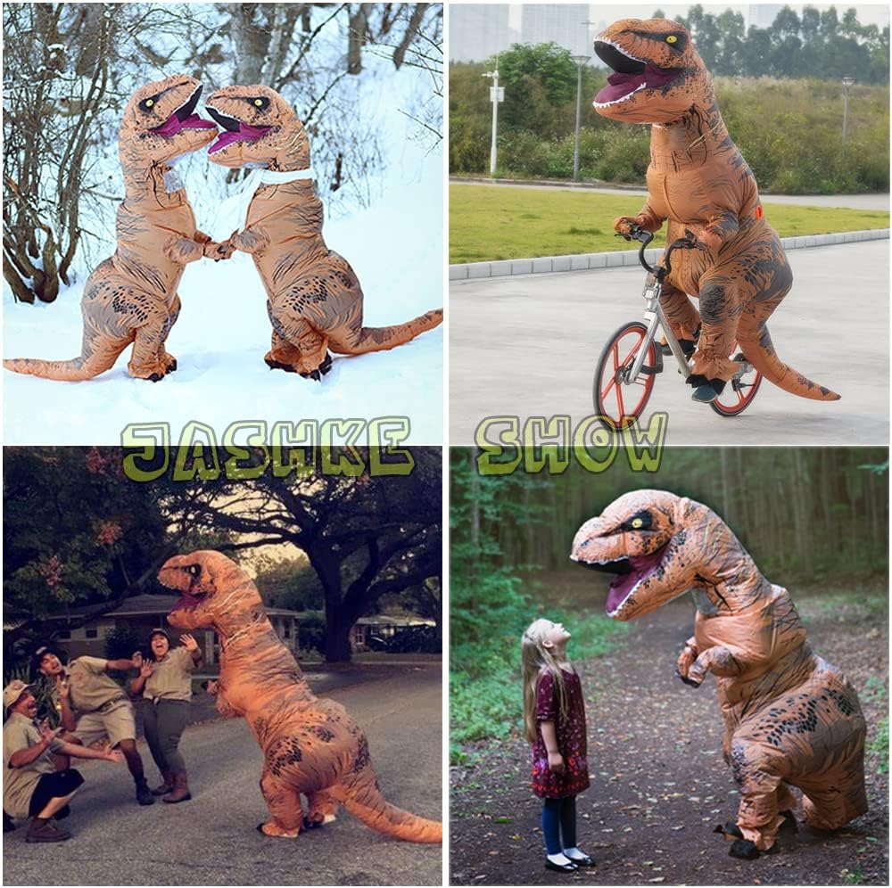 T-Rex Felfújható Dinoszaurusz Jelmez Felnőtteknek - Barna - Image 3