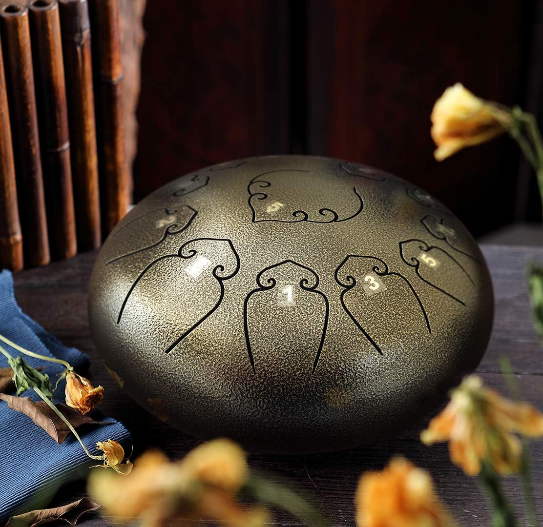 Amkoskr 30 cm-es C-dúr Acélnyelv Dob 13 Hangú Kávébarna HandPan Ütőkkel és Táskával - Image 6