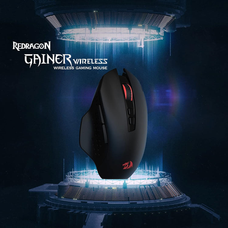 Redragon M656 Gainer vezeték nélküli gamer egér, 4000 DPI, 7 makrógomb, piros LED - Image 2