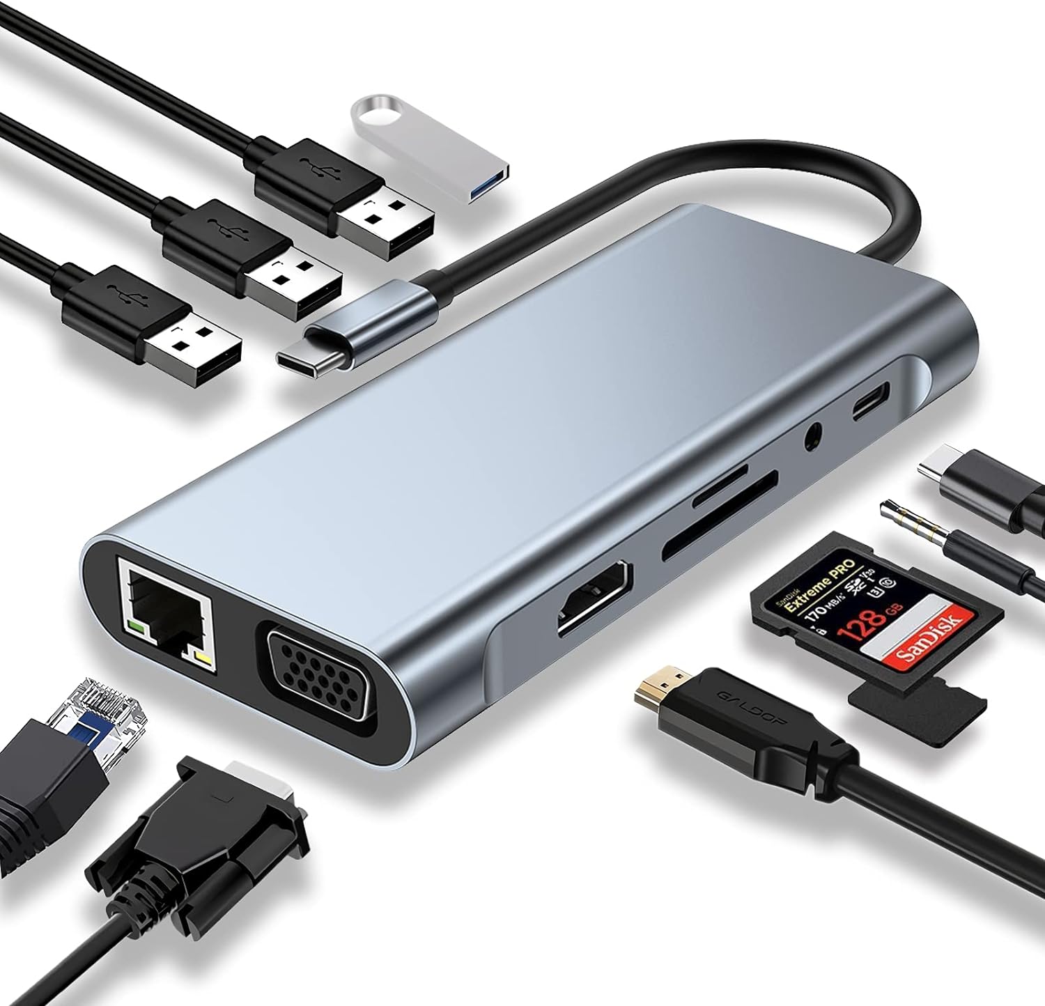 11 az 1-ben USB-C Hub MacBookhoz: 4K HDMI, VGA, Ethernet, Kártyaolvasó - Image 1