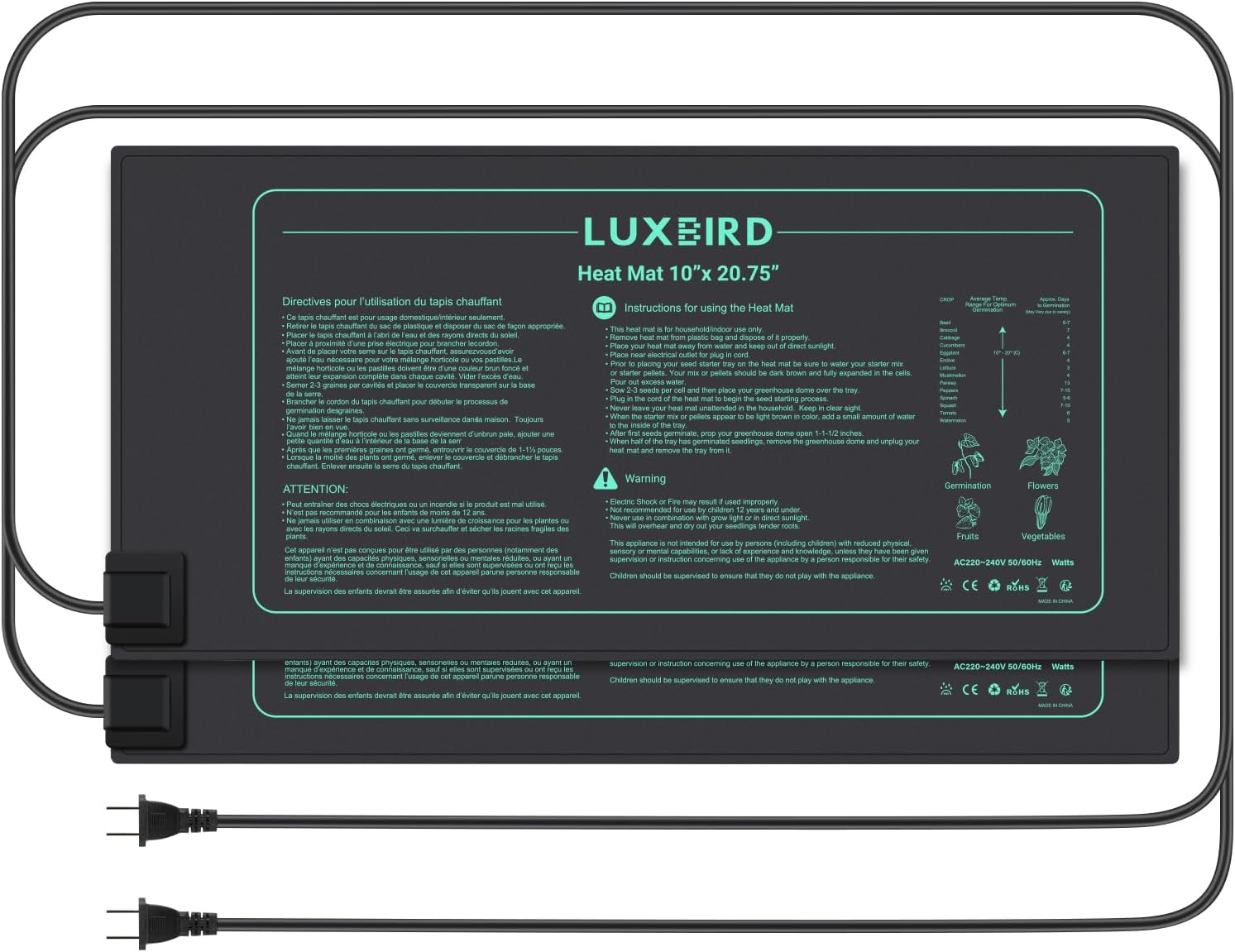 LUXBIRD Hüllő Fűtőlap 2db - Terrárium Melegítő Szőnyeg 21W, IP67, EU Csatlakozó - Image 1