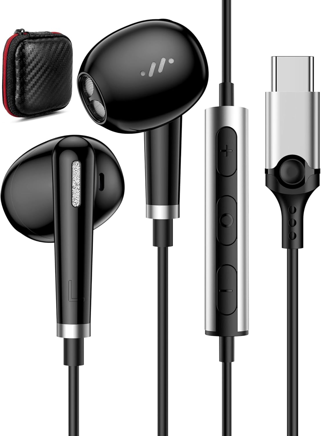 USB-C fülhallgató mikrofonnal iPhone, Samsung, Xiaomi és más okostelefonokhoz - HiFi sztereó - Image 1