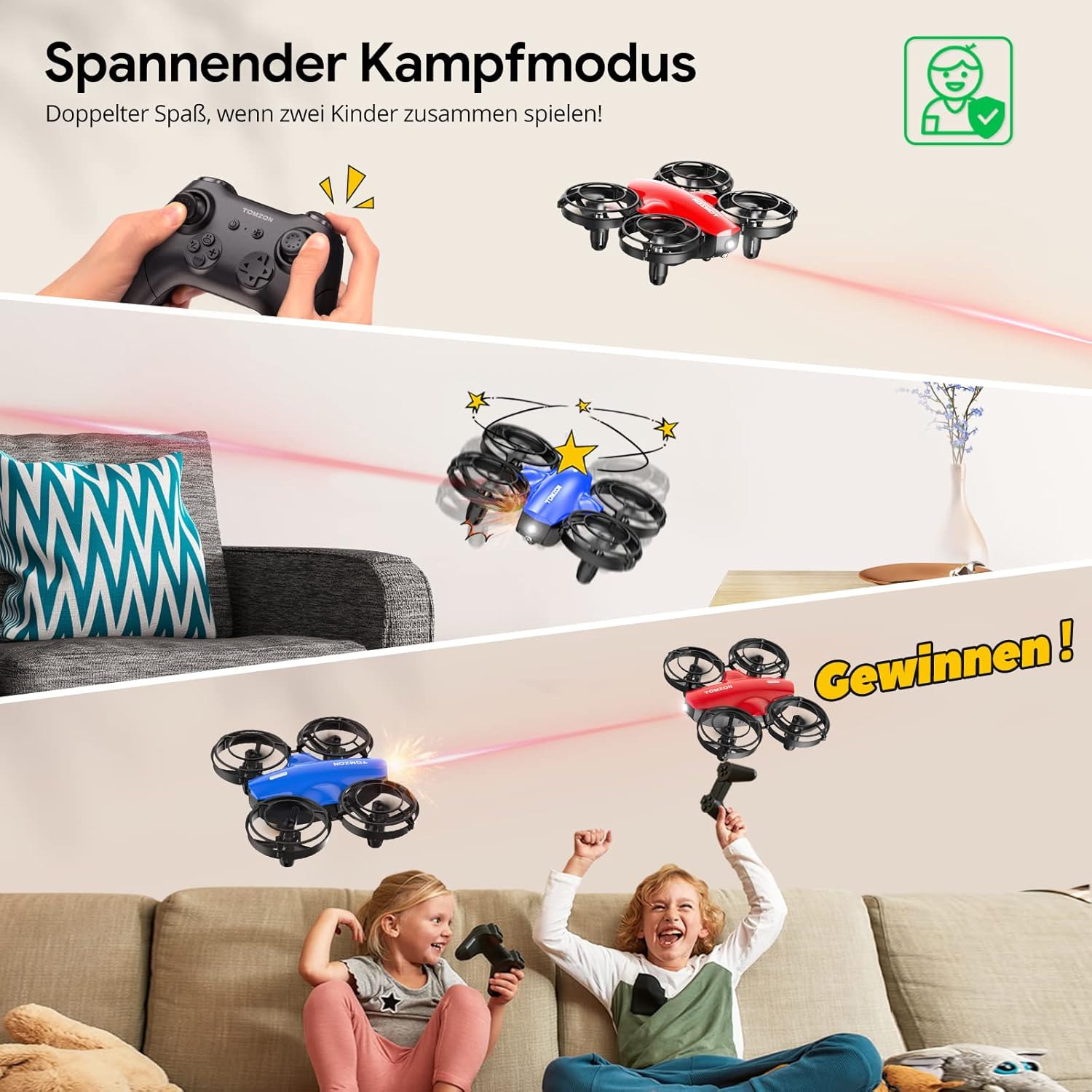 Tomzon Mini Drón Gyerekeknek - 24 Perces Repülési Idő, 360° Védelem, Távirányítós Quadcopter - Image 2