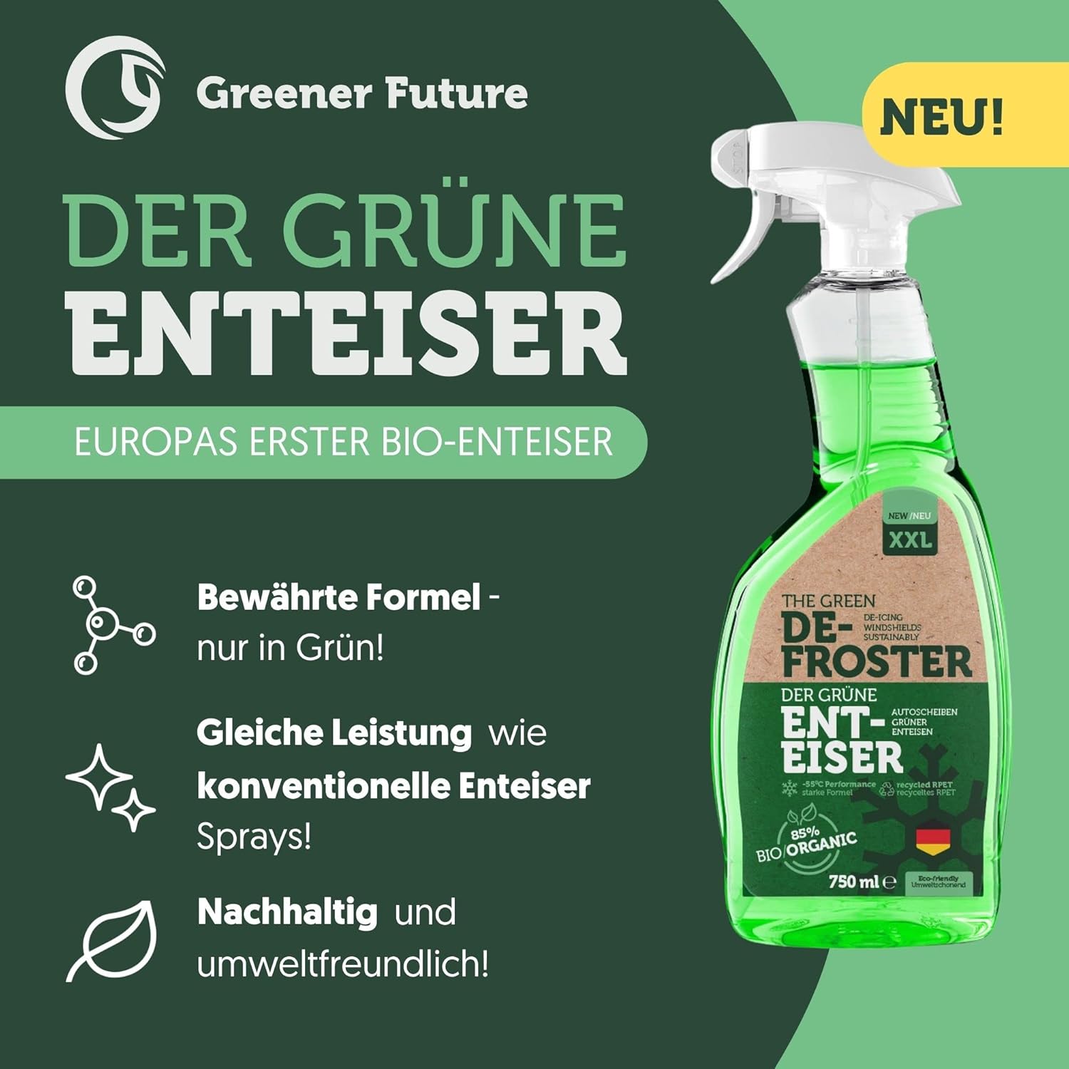 Greener Future Bio Jégoldó Spray Autóüvegre 750ml - Környezetbarát, Hatékony (3 db) - Image 2