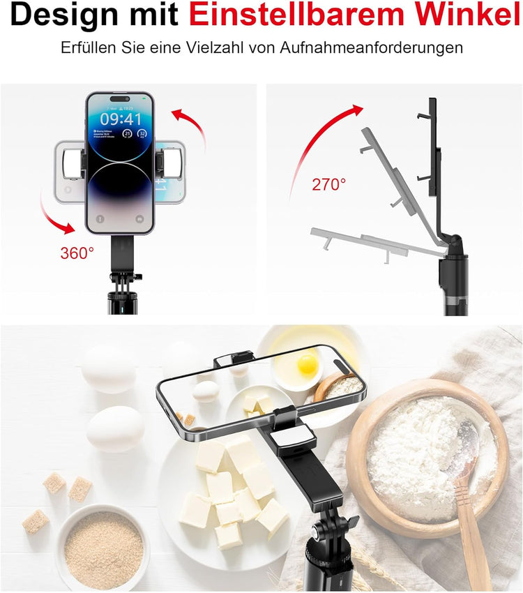 ASHINER 180cm-es LED fényes szelfibot állvánnyal, iPhone és Android kompatibilis - Image 6