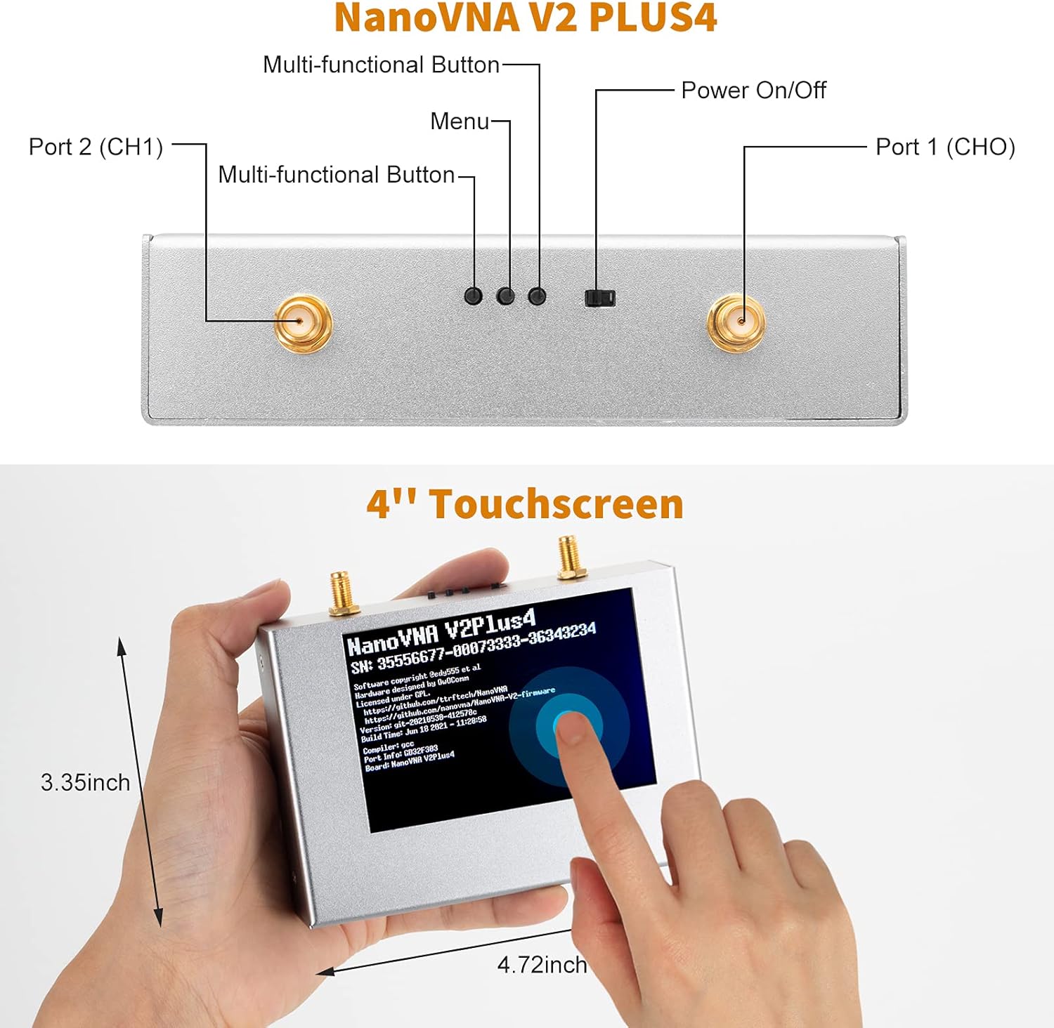 AURSINC NanoVNA V2 PLUS4 Vektoros hálózatelemző 4GHz-ig, 4" érintőképernyővel - Image 2