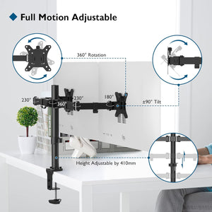 BONTEC Dupla monitortartó 13-32" Képernyőkhöz, Állítható, VESA, 10kg - Image 2