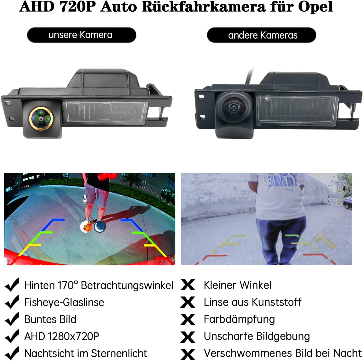 Opel Astra H, Zafira B, Corsa D, Vectra C, Insignia - GREENAUTO 720P AHD tolatókamera rendszámtábla-világítással - Image 2