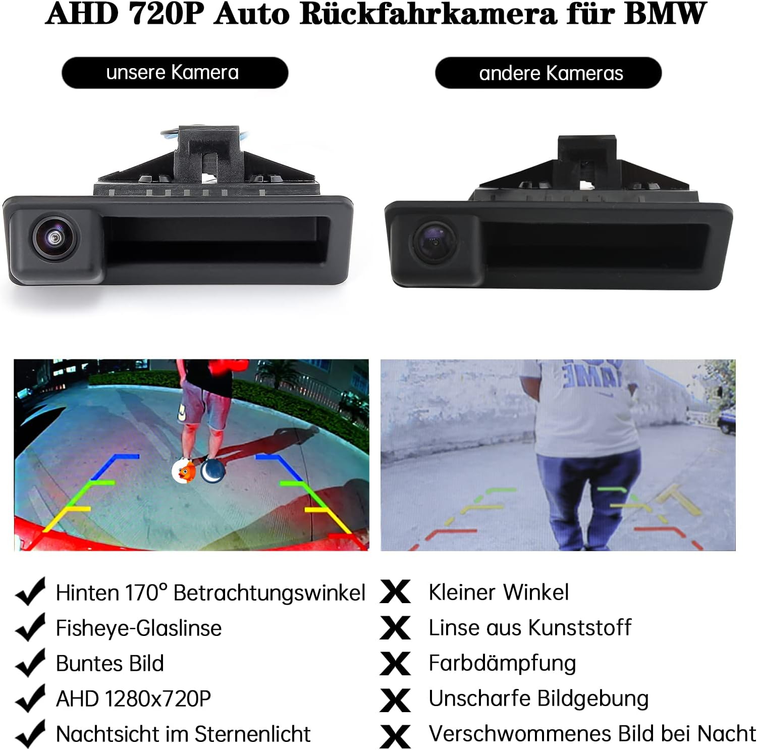 BMW E39 E60 E70 E82 E90 170°-os AHD 720P tolatókamera  - Image 2