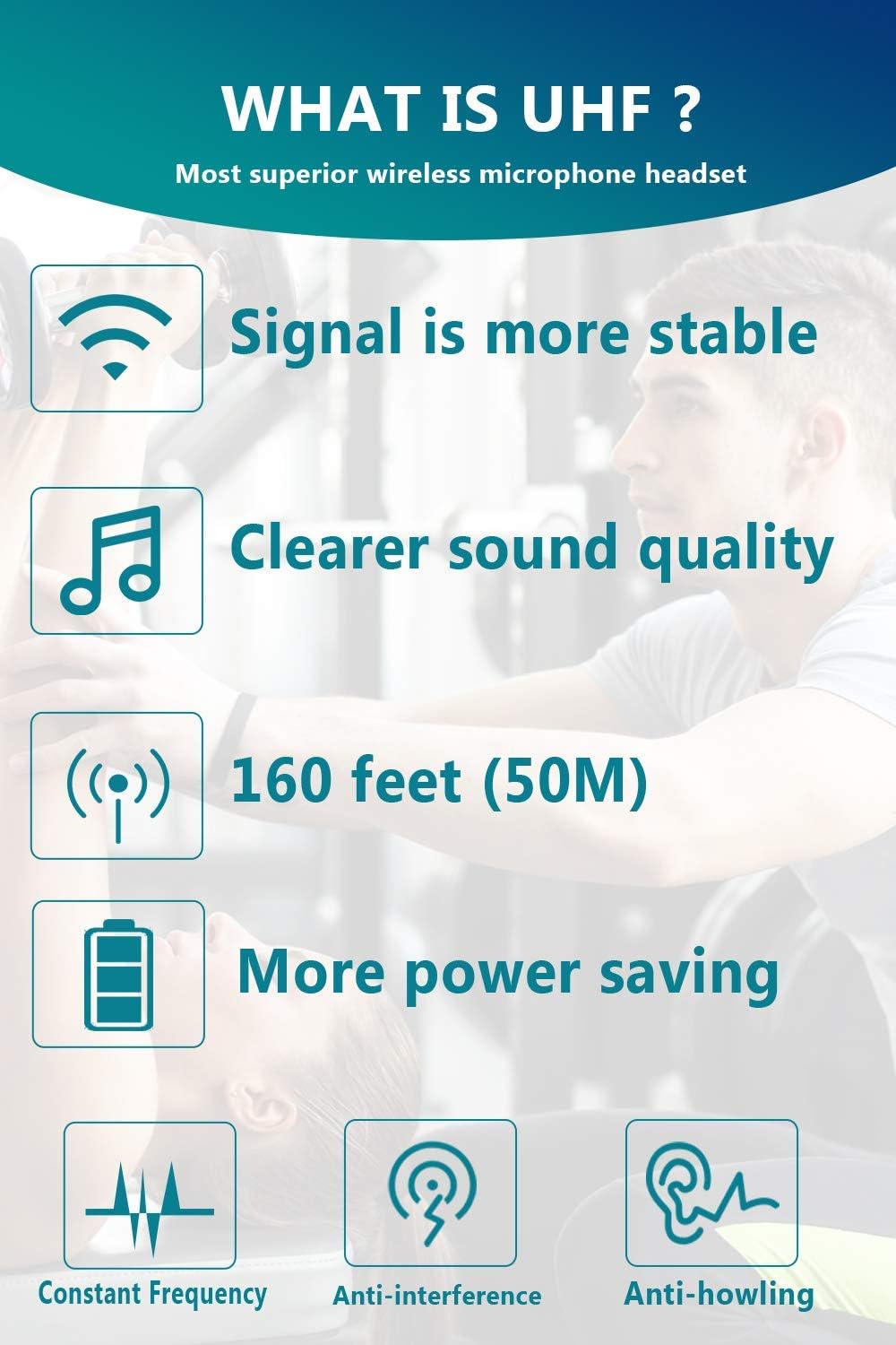 SOAIY 2in1 UHF vezeték nélküli headset mikrofon, 50m hatótáv, karaoke és konferencia használatra - Image 3