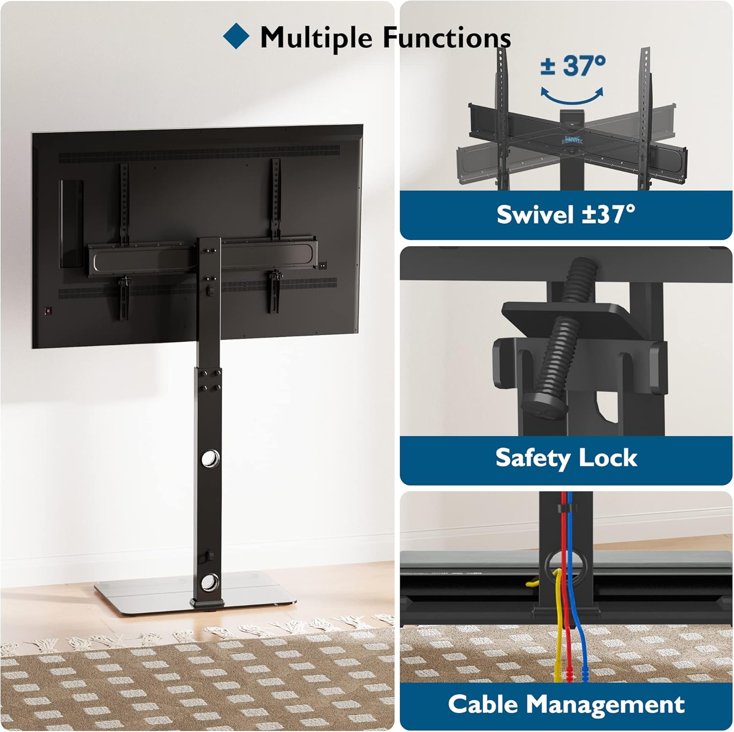 BONTEC TV állvány 30-70" képernyőhöz, forgatható, állítható magasságú, 40 kg-ig - Image 3