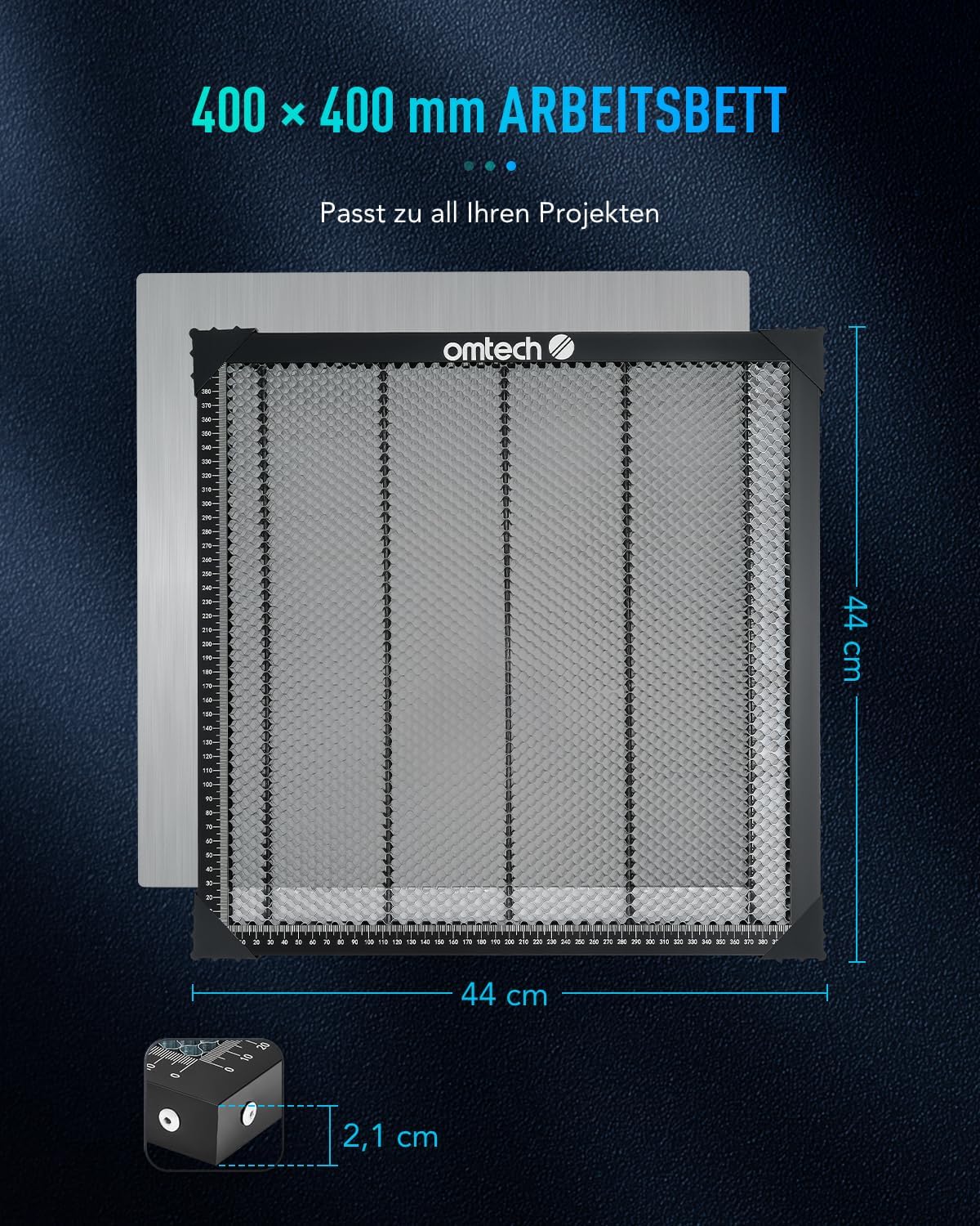 OMTech 400x400mm-es méhsejt lézervágó asztal beépített mérleggel CO2 gravírozógépekhez - Image 2