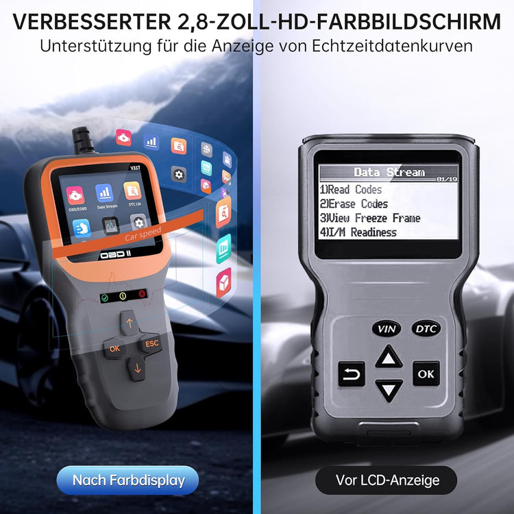 BGFOX V317 OBD2 autódiagnosztikai készülék színes LCD kijelzővel - Image 3