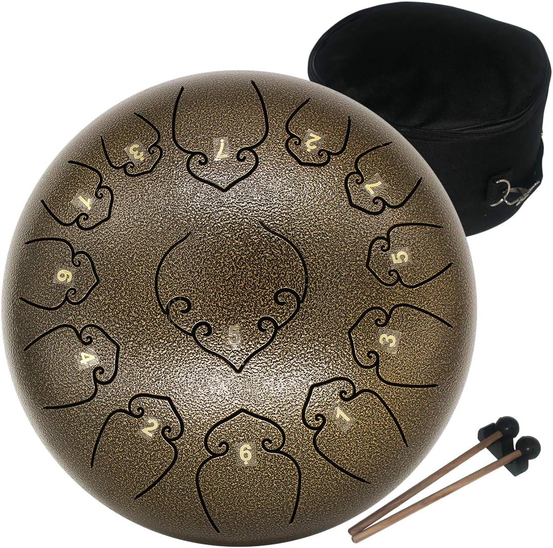 Amkoskr 30 cm-es C-dúr Acélnyelv Dob 13 Hangú Kávébarna HandPan Ütőkkel és Táskával - Image 1