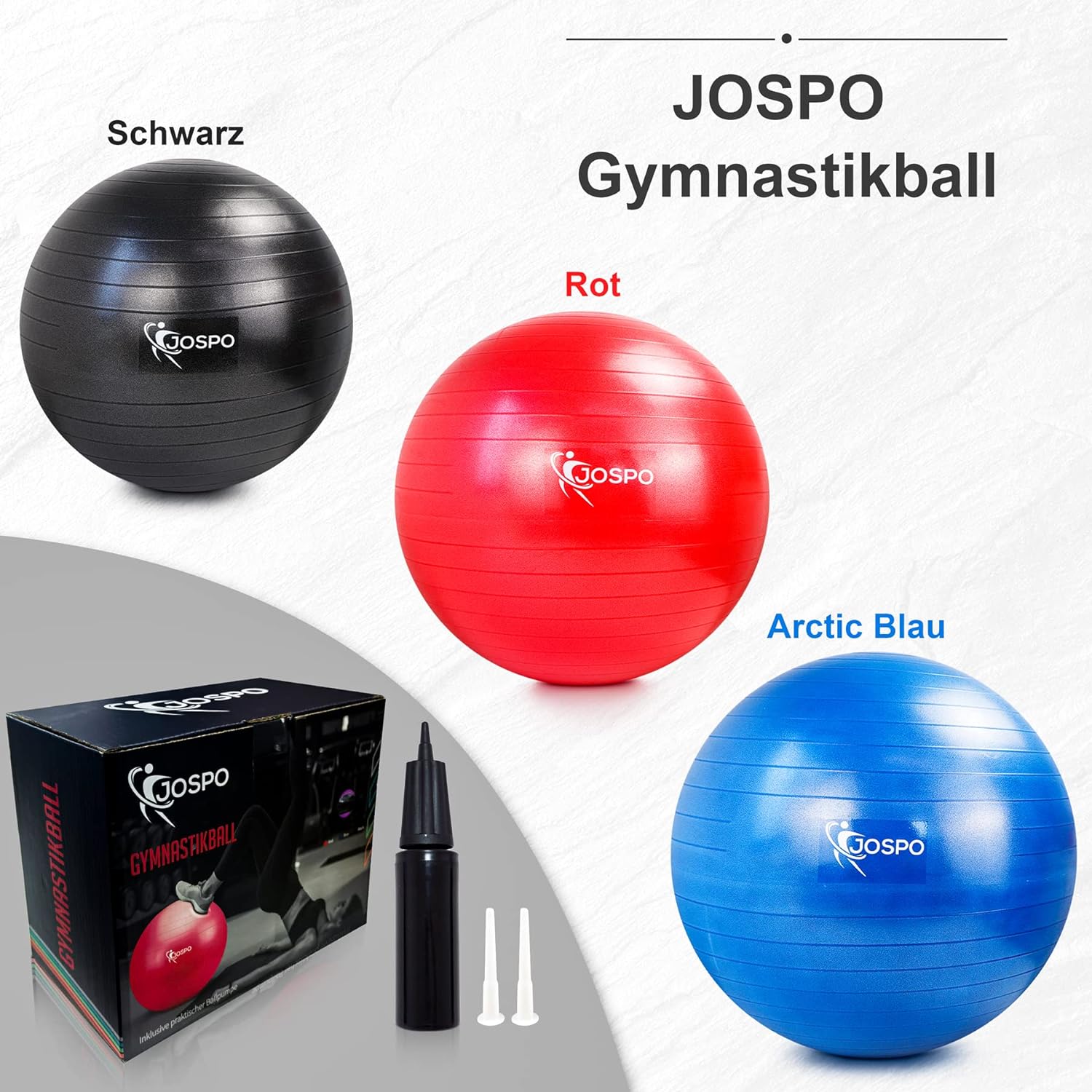 Jospo Fekete Fitness Labda Pumpával - 350kg Teherbírású Yoga Ball S-es Méret - Image 2