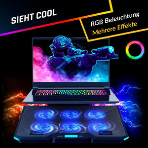 KLIM Glacier 6 ventilátoros RGB laptop hűtő 11-17" - Gaming PC/Mac/PS4/Xbox - Image 7