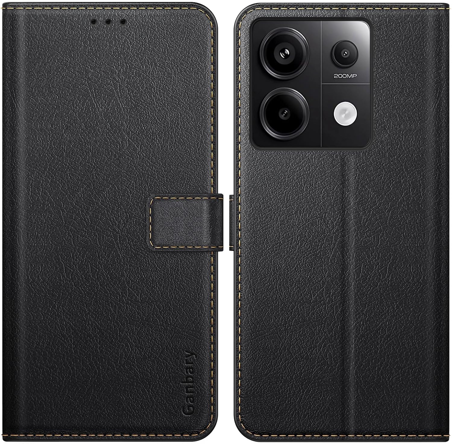 Xiaomi Redmi Note 13 Pro 5G/Poco X6 5G Prémium Bőr Flip Tok - Fekete, Kártyatartóval - Image 9