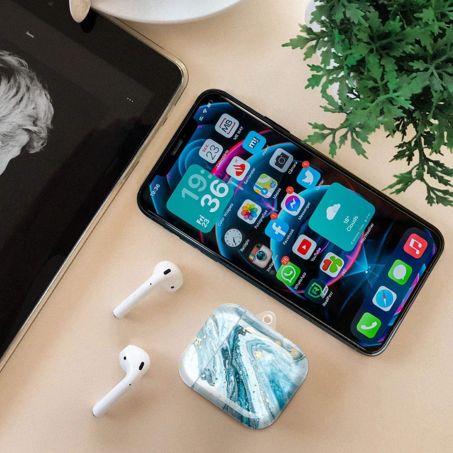 AirPods 1 & 2 Kompatibilis Kék Szilikon Védőtok Karabínerrel - Outlet24