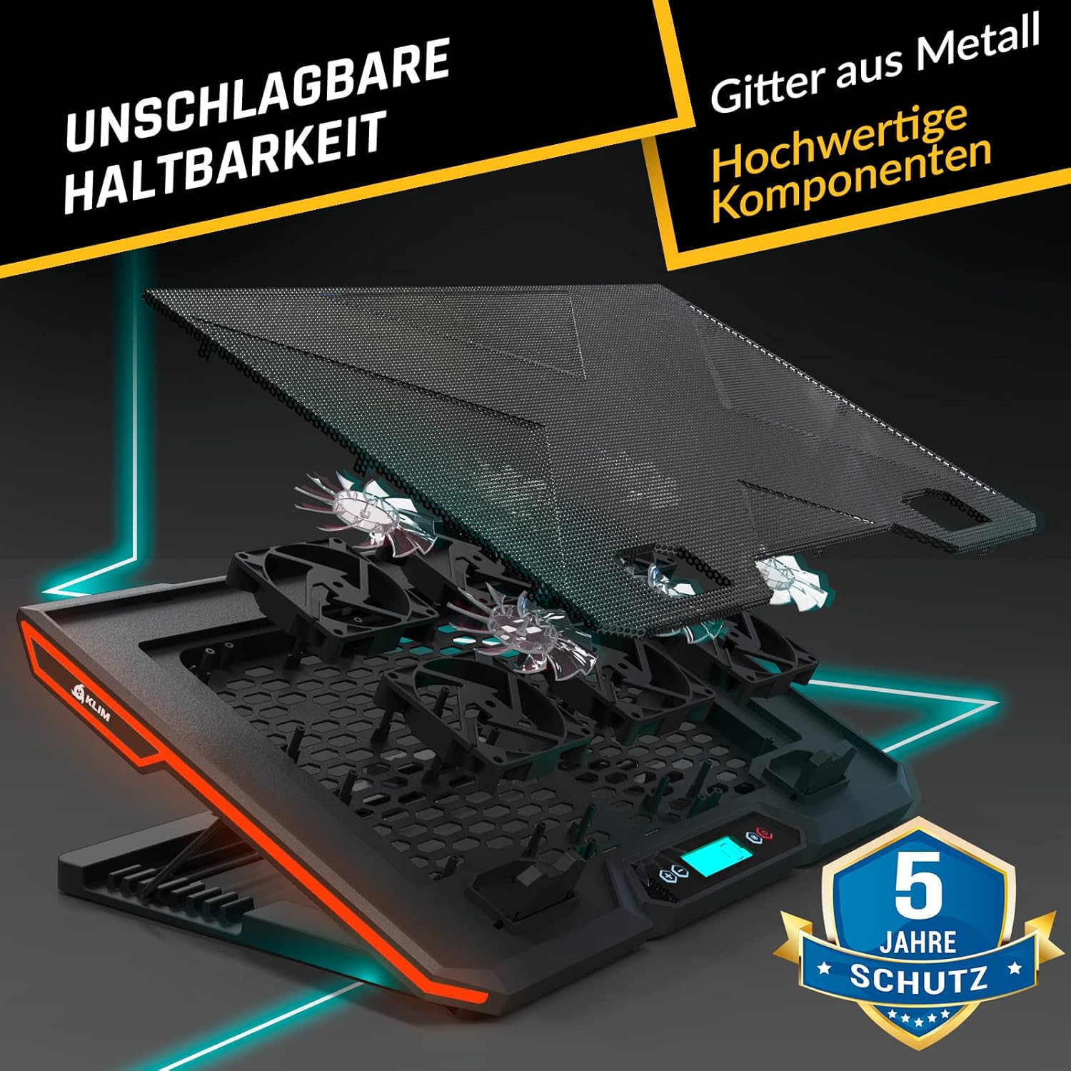 KLIM Glacier 6 ventilátoros RGB laptop hűtő 11-17" - Gaming PC/Mac/PS4/Xbox - Image 5