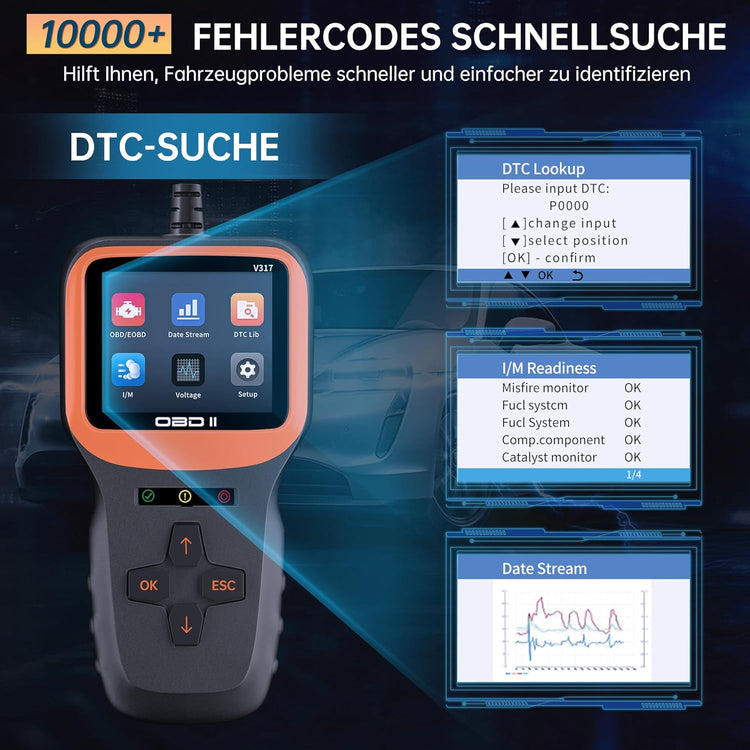 BGFOX V317 OBD2 autódiagnosztikai készülék színes LCD kijelzővel - Image 5