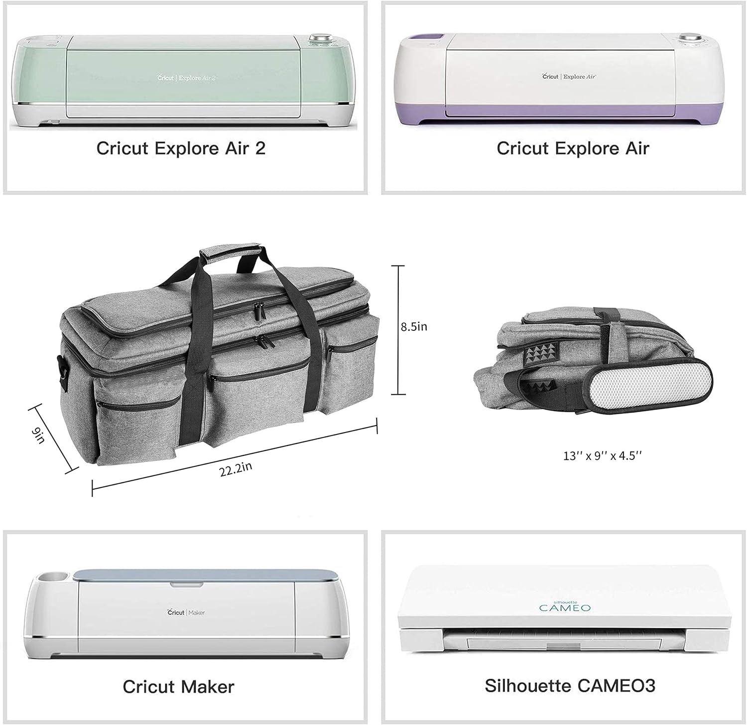 ProCase táska Cricut Maker 3 és Explore 3 plottergépekhez - Szürke, strapabíró hordtáska - Image 2