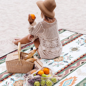 Larutan XXL Boho Strandpléd 200x200cm - Homokálló, Mosható Piknik Takaró - Exkluziv,színes mintával  - Image 2