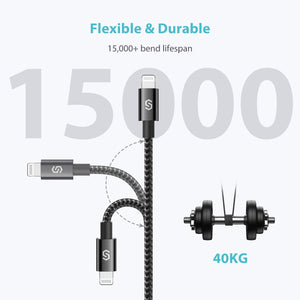 USB C - Lightning Kábel, Apple MFi Tanúsítvánnyal, Gyors Töltés iPhone 13/12/11 Pro/X/XS/XR / 8 Plus/AirPods Pro-hoz, Fekete Újracsomagolt termék - Outlet24