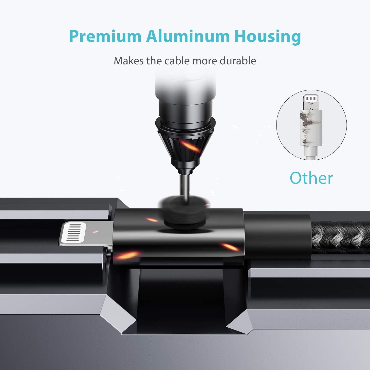 USB C - Lightning Kábel, Apple MFi Tanúsítvánnyal, Gyors Töltés iPhone 13/12/11 Pro/X/XS/XR / 8 Plus/AirPods Pro-hoz, Fekete Újracsomagolt termék - Outlet24