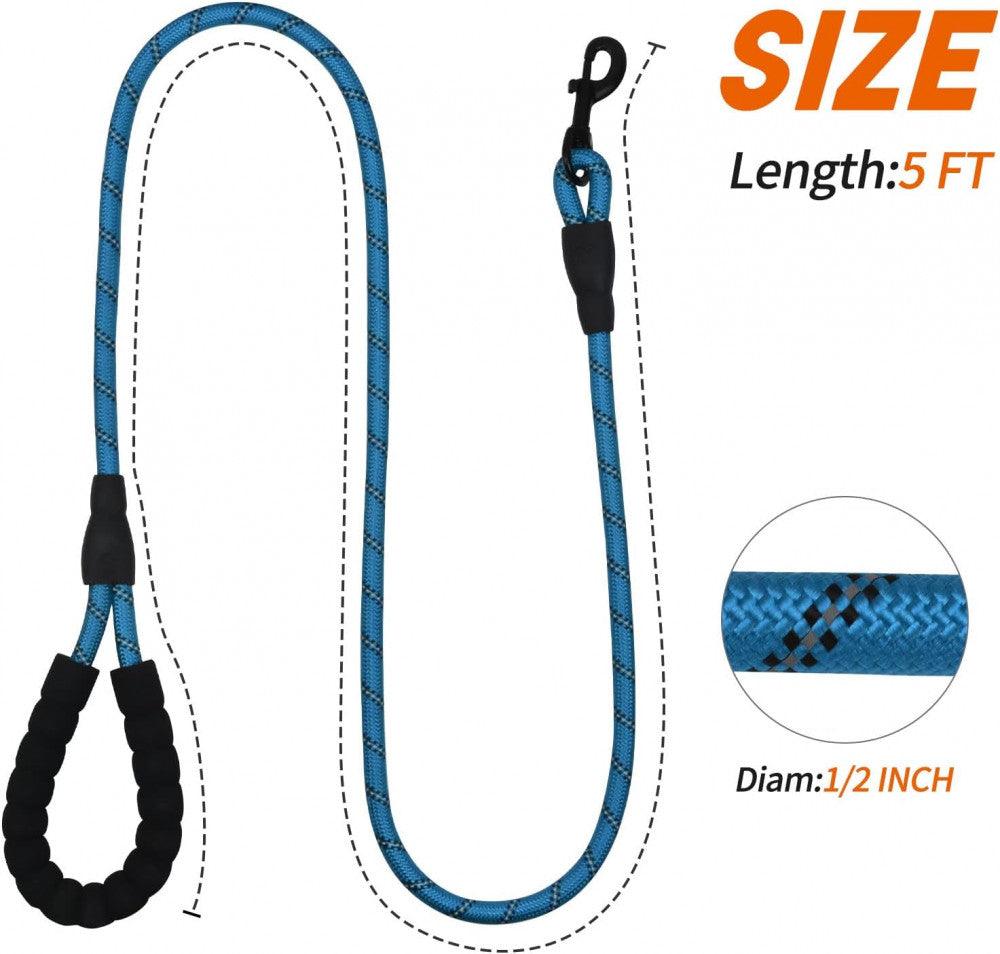 Párnázott Markolatos Nylon Póráz, 150cm Hosszú Póráz Mindennapi Sétához és Kiképzéshez, Kék - Outlet24