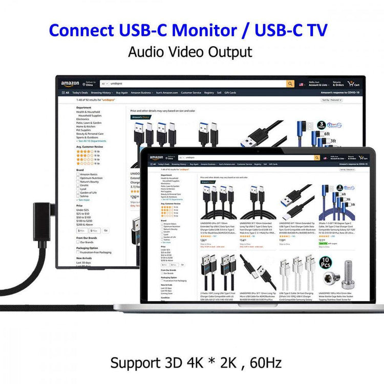 UNIDOPRO 1M USB C - USB C Kábel, 90 Fokos, 4K @ 60Hz Videó és 100W PD Gyors Töltés MacBook Pro/Air, Galaxy S22 S21 S20 FE S10 Note 20 Tab S8 Ultra, Pixel 6 Pro 5 3XL, PS.5 kontrollerekhez - Outlet24