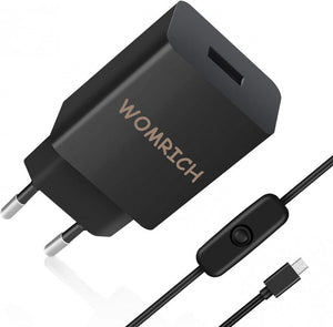 WOMRICH Micro USB Töltő 5V 3A EU DC Adapter Raspberry Pi 3, B+, Pi 2, Banana Pi-hez és Micro USB Portos Eszközökhez, Fekete - Outlet24