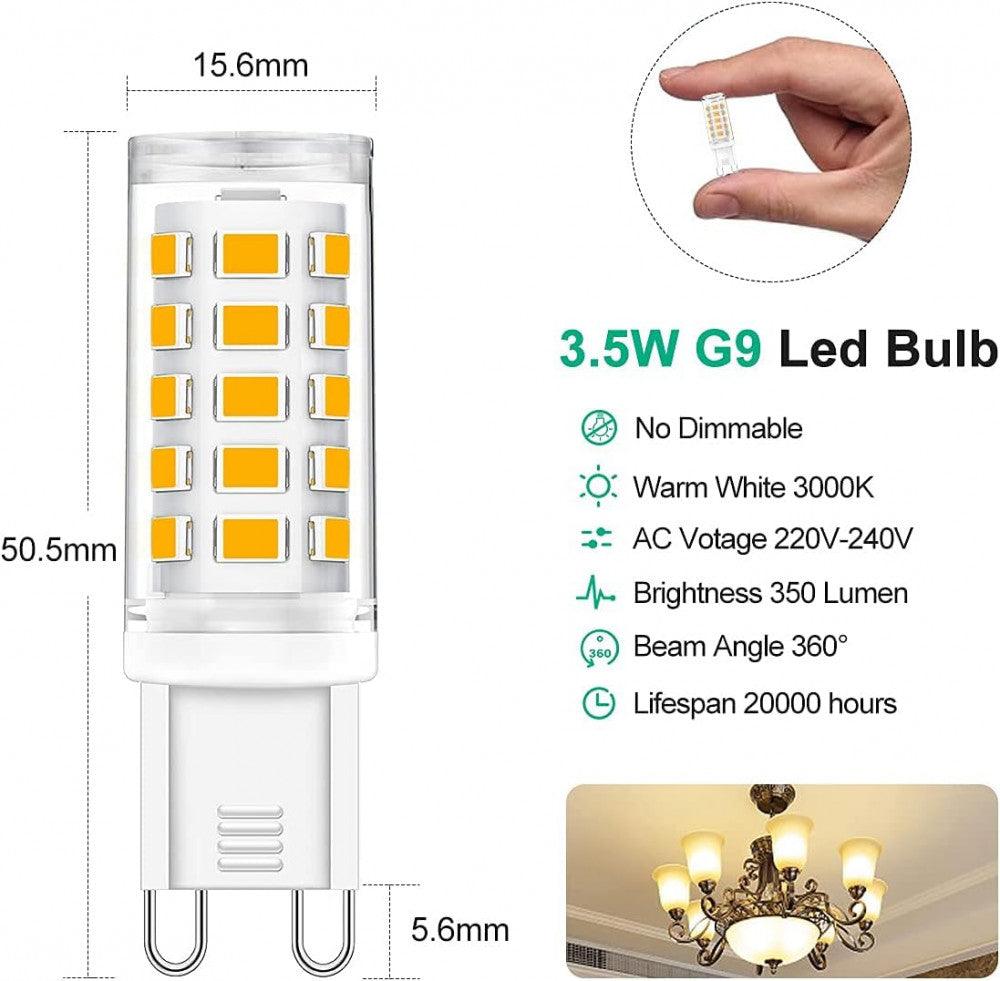 Tailcas G9 LED Izzó, 3.5W, Meleg Fehér 3000K, 350LM, Nem Dimmelhető (5 Csomag) - Outlet24