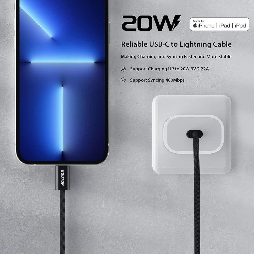 USB C-Lightning kábel gyorstöltő, fekete - Outlet24